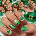 2 x St. Patrick's Day Nail Art Stickers 5D Shamrock Nail Decals Green Lucky Charms Four Leaf Clover Stickers for Women Irish Embossed Green Shamrock Self-Adhesive Spring Supplies Manicure Decor