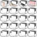 Pafeooui 20 Packs Clear Cosmetic Bags Waterproof Zipper Bags  Medium Transparent PVC Travel Makeup & Toiletry Organizer Pouches (7.09 x 2.36 x 4.72 Inches)
