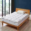 Serta White Goose Feather Down Bed Mattress Topper Full Size - Plush Fluffy Anchor Bands Mattress Pad 240 Thread Count 100% Cotton Fabric Featherbed, 54"x75"