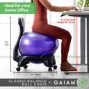 Gaiam 610-6002RTL Balance Ball Chair - Classic Yoga Ball Chair with 52cm Stability Ball, Pump & Exercise Guide for Home or Office, Black, Onesize