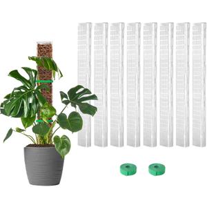 EOX 8 Pcs 24 Inch Plastic Moss Pole for Monstera, Large D Shaped Poles for Climbing Plants Work with Sphagnum Moss, Garden Ties