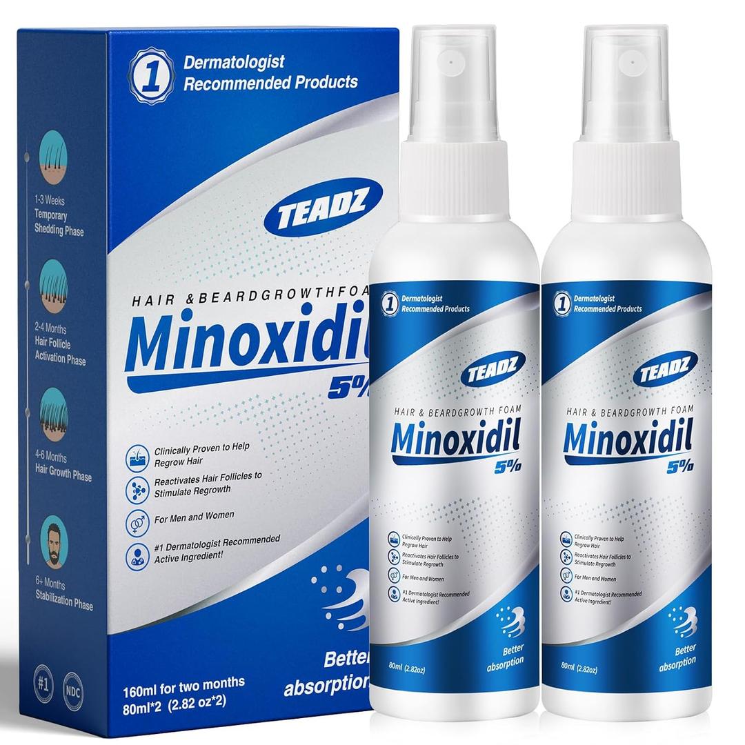 5% Minoxidil for Men and WomenMinoxidil hair growth productsIntense Hair Growth SerumMay Promote Faster, Stronger, Thicker Hair Growth to Fight Hair Loss and Thinning Hair2.82 oz*2)
