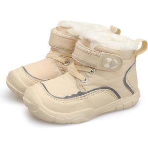 Centipede Demon Toddler Boots Boys Girls Winter Boots Waterproof Fleece Kids Snow Boots Faux Fur Booties Warm Walking Shoes for Indoor Outdoor, Size 6 Toddler (Beige)