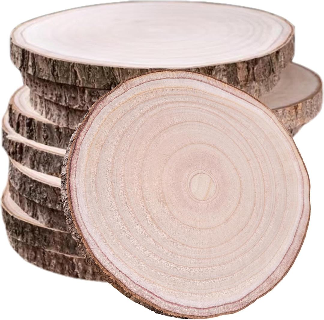 10 Pcs Natural Paulownia Wood Slices 9-10 Inches, for Centerpieces Table Decorations,Unfinished Rounds Wood for Crafts,for Rustic