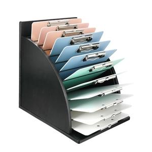 HULISEN Clipboard Holder, Wooden Clipboard Organizer with Raised Side Panel, Clip Board Storage Rack for Classroom and Office, Clip Boards not Included, Black