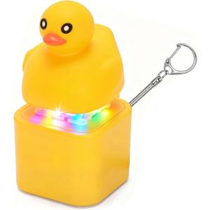 Duck Fidget Keychain Clicker Toy, Duck Quacking Keychain Adult Anxiety Relief Toy with Colorful Light & Sound, Fun Adults Keyboard Clicker for Stress Relief & Quiet Play & Entertainment