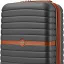 Kono Expandable Carry On Luggage 22x14x9 Airline Approved with Spinner Wheels, 20 Inch Durable PC+ABS Hardshell Travel Suitcase Rolling Luggage with Lock, Grey/Brown