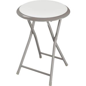 Lavish Home Portable Folding Stool with Backless Seat, White, 18 Inch