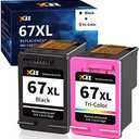 XJI Remanufactured Ink Cartridges Replacement for HP 67XL 67 XL Black Color Combo Pack, for Deskjet Plus 2700 2700e 2755 2755e 2855e 4100 4100e 4155 4155e 4255e Envy Pro 6000 6055e 6400 6455e Printer
