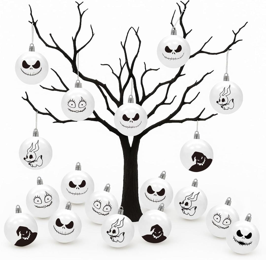 24Pcs Halloween Christmas Ornaments Jack Halloween Tree Decoration Hanging Ball Ornaments Party Holiday Home Decor Indoors