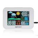 Wireless Weather Station Color Display Digital Weather Station with High Precision Sensor Indoor Outdoor Thermometer with Atomic Clock, Temperature, Humidity, Weather Forecast (Model AW-005)