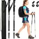 Hiking Trekking Poles, 2 Sticks with Anti-Shock and Quick Lock System， Ultralight, Telescopic, Collapsible，for Backpacking, Camping, Mountaineering, Trail Running, Snowshoeing, Men Women, 25-53"