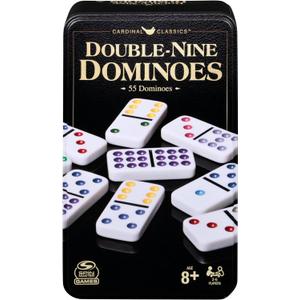 Spin Master Games, Cardinal Classics Double Nine Dominoes Set in Storage Tin, Dominoes for Kids & Adults, Classic Game, 2-6 Players, for Ages 8 & Up