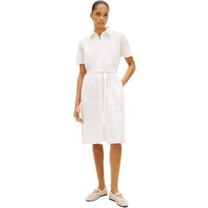 Tommy Hilfiger Women's Short Sleeve Cotton Eyelet Dress with Waist Tie Detail (White, M)