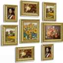 Novabright 8 Pcs Gold Vintage Picture Frames Gallery Wall Frame Set Antique Collage Photo Decor for Wall Mounting or Tabletop Display Multi Sizes 8x10, 5x7, 4x6 for Gallery Living Room