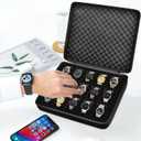 Comecase 15 Slots Watch Box Organizer/Men Watch Display Storage Case Fits All Wristwatches and Smart Watches up to 42mm - Black