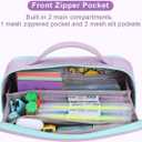 Amersun Large Capacity Pencil Case Pouch for Girl, Student, Women, Teen - Multi-Compartment, High Storage, Marker Pen Stationery Box Bag Organizer Holder for School College Office (Purple)