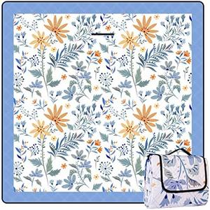 DEWUR Picnic Blankets 79"x79" Extra Large Outdoor Blanket Beach Blanket Waterproof SandProof Picnic Mat Washable Foldable Portable for Grass Lawn Beach Camping (White with Flowers) DEWUR Picnic Blankets 79"x79" Extra Large Outdoor Blanket Beach Blanket Waterproof SandProof Picnic Mat Washable Foldable Portable for Grass Lawn Beach Camping (White with Flowers)