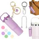 NBOOCUP Mini Cup Keychain for Stanley IceFlow, Tumbler Cup Lip Balm Holder, Mini Cup Keychain Chapstick Holder (Purple)