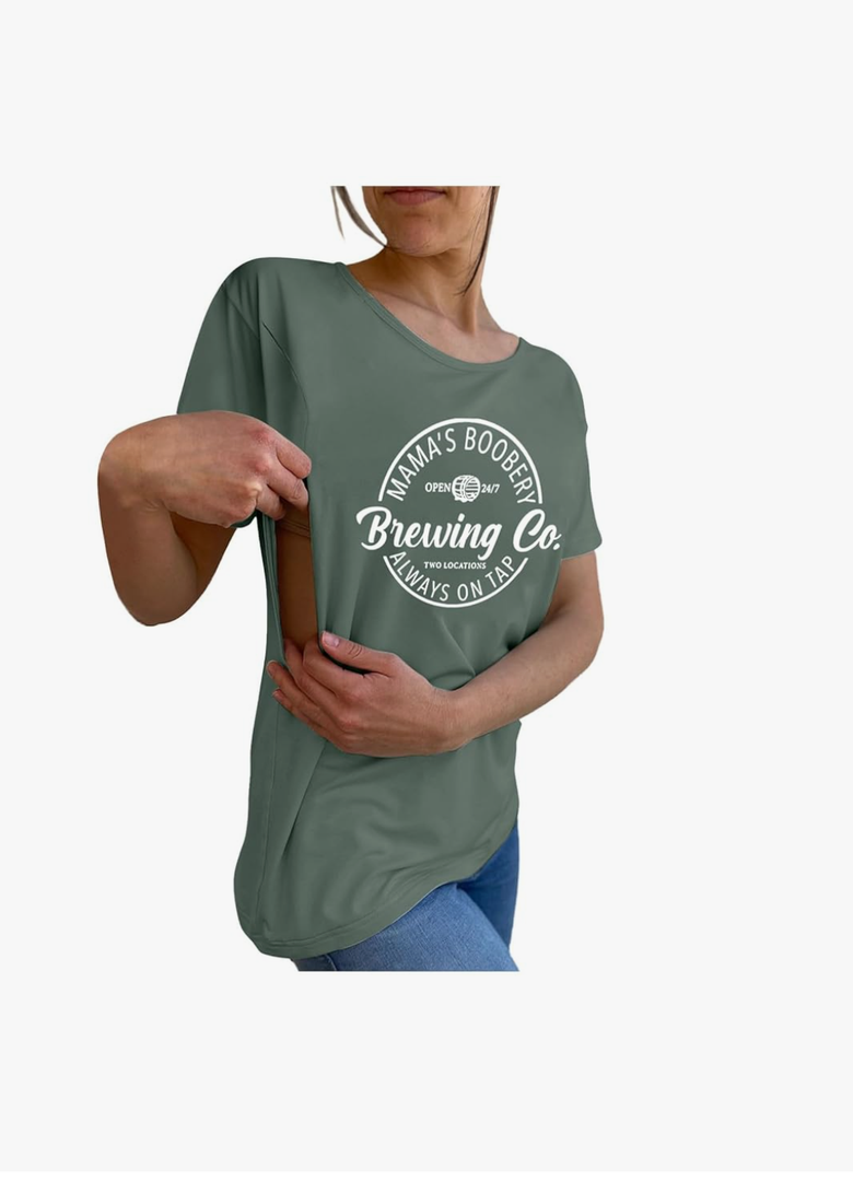 Brand: Generic
Nursing Breastfeeding Shirts for Maternity Women Summer Comfort Tops Friendly Zip Tshirts Mama's Boobery Always On Tap Tops Size: S
