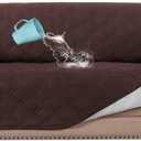 H.VERSAILTEX 100% Waterproof Sofa Slipcover Washable Loveseat Cover for 2 Cushion Cover Non-Slip Furniture Protector with Silicone Backing Couch Cover for Pets (Oversized Loveseat, Brown)