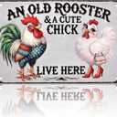 Chicken Lover Gift Idea - Humorous Metal Coop Sign, Farm Animal Tin Art for Home, Kitchen, Garden, 8x12 Inch Vintage Style Decorative Plaque with Holes