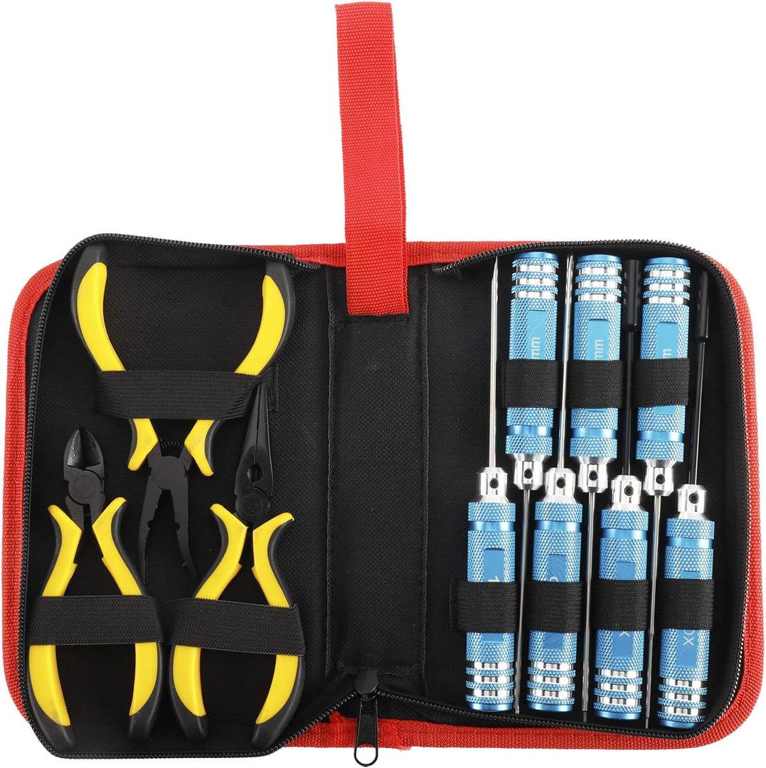 RC Tools Kits Box Set 10 in1 Screwdriver Pliers Hex Repair for Helicopter Multirotors