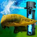 600GPH UV Aquarium Filter for 100-300 Gal Tank, Large Fish Turtle Tank Green Water Clean Machine Submersible Canister Filter Powerful Pump Pond Filter for Saltwater Freshwater Crystal Green Killing (Black)