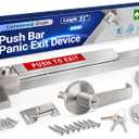 31" Commercial Push Bar Panic Exit Device (304 Stainless Steel) - Panic Bars for Exit Doors with Exterior Lever - Emergency Exit Panic Door Hardware for 31"-47" Wooden/Metal Doors