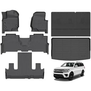 Jenofa-for Ford Expedition 2021-2025 Floor Mats (Only Max Model Bucket 7 Seats) All Weather Mats Automotive Car Mat for Expedition Accessories-Floor Mats & Rear Seat Back Mats & Cargo Liner