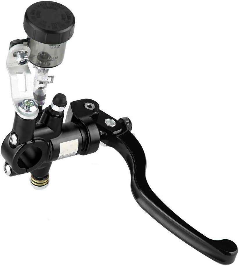 KIMISS Universal 7/8 inch 22mm Left Motorcycle Hydraulic Clutch Lever Master Cylinder Straight Push Brake Pump(Black)