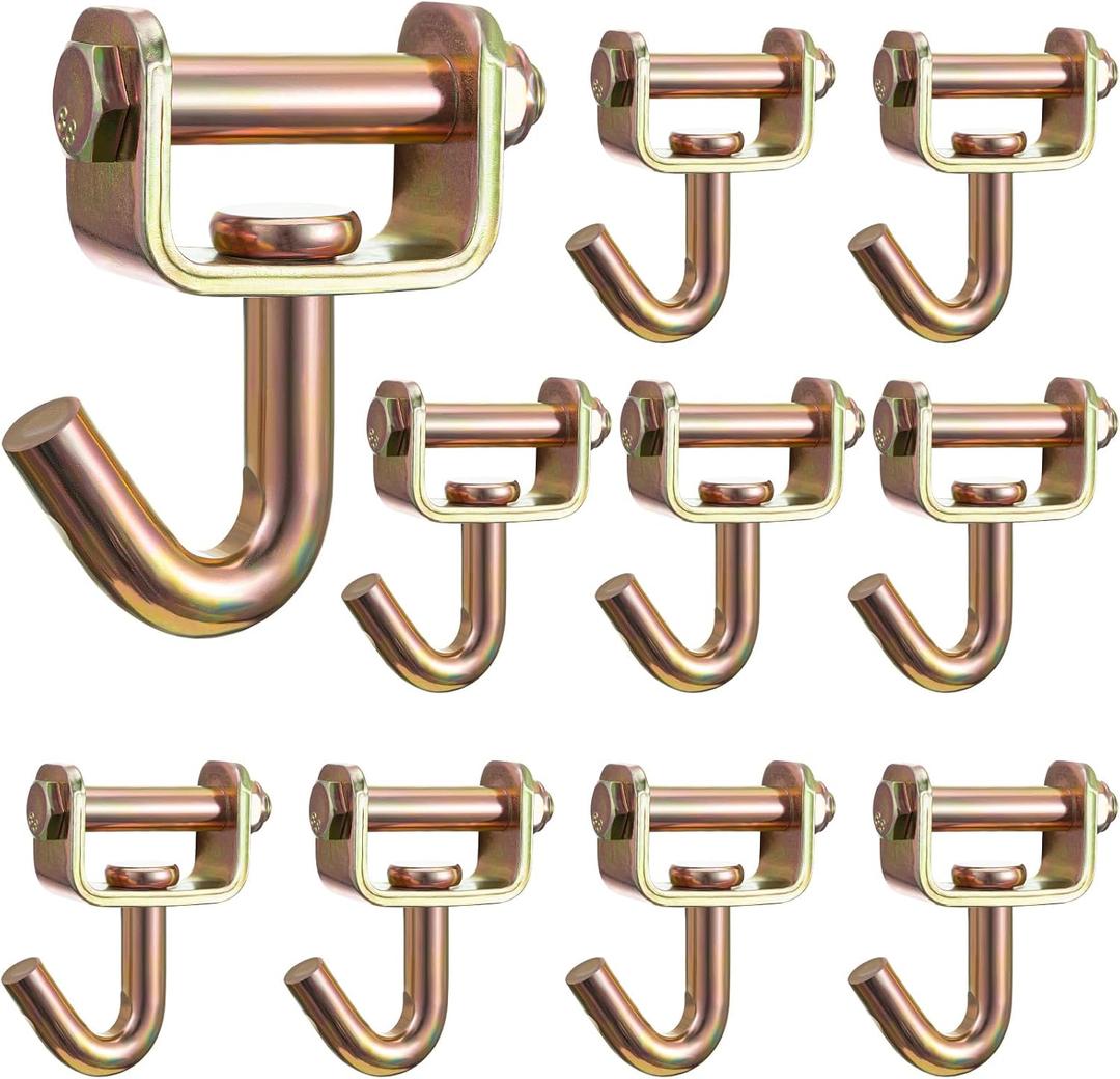 LEIFIDE 10 Pcs 2" Swivel J Tow Hooks, Ratchet Straps Finger J-Hooks Idler Fitting with 2" Slot for Car Hauler Straps Tie Down Cargo in Trucks, Trailers