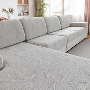 QIANMEW Couch Covers for Sectional Sofa, Washable Stretch Soft Sofa Cushion Covers L Shape Sofa Slipcovers Anti Slip Furniture Decor Protector for Pets (2 Seaters Covers,Light Gray)
