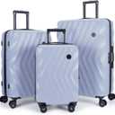 BAGSMART 3 Piece Luggage Sets PC Suitcase Hardside Luggage with Spinner Wheels TSA Lock Lightweight Family Travel Suitcases Set of 3 Carry On Checked (20/24/28 Inch), Purple