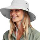 FURTALK Sun Hats for Women Ponytail UPF 80+ Beach Summer Hat Wide Brim Packable Cowboy Hat (One Size, Light Grey)