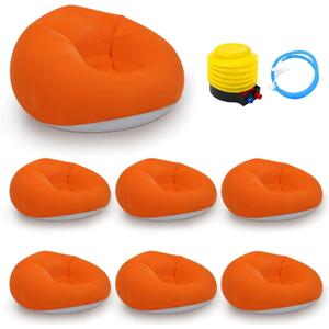 6 Pcs Bean Bag Chairs | Inflatable Chairs with Electric Air Pump | Outdoor Blow up Camping Chairs | Lazy Sofa Portable Loungers Couch | for Movie Bedroom Reading Camping (Orange)