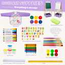 3-in-1 Kids Art Easel Set, Height Adjustable Magnetic Whiteboard & Chalkboard with Painting Paper Roll, Wooden Dual-Sided Art Station for Toddlers & Children Ages 3-8 (Art Supplies Included), 7 x 22 x 50 inches