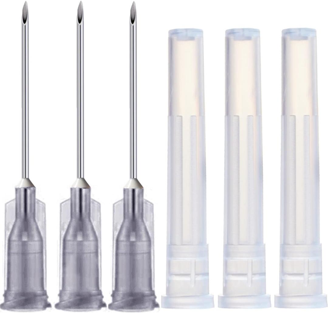100 Pack 22Ga 1 Inch Sterile Disposable Injection Needle with Cap for Scientific and Industrial Dispensing Needl Accessories (22Ga)