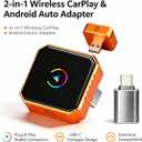 2-in-1 Wireless CarPlay & Android Auto Adapter, Converts Wired to Wireless,Plug & Play Dongle, Fast Auto-Connect No Delay, Compact Design for iPhone & Android with USB/USB-C Port(Orange)
