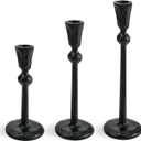 Black Candlestick Holder Set of 3, Elegant Rustic Heavy Cast Iron Candle Holder,3PCS Vintage Metal Taper Candle Stick Holders for Festival, Wedding, Birthday, Home, and Party Decorations