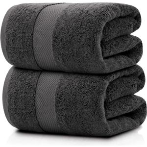 White Classic Luxury Bath Sheets Towels for Adults Extra Large | Highly Absorbent Hotel Collection | 35x70 Inch | 2 Pack (Charcoal Gray)