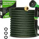 Garden Hose 100ft, Non-Expanding Flexible Hose, Lightweight, Kink Free, Sturdy, Leak-Proof, Portable, Water Hose with 10 Function Nozzle for Outdoor, Yard, Lawn, Car Wash and Camper Use