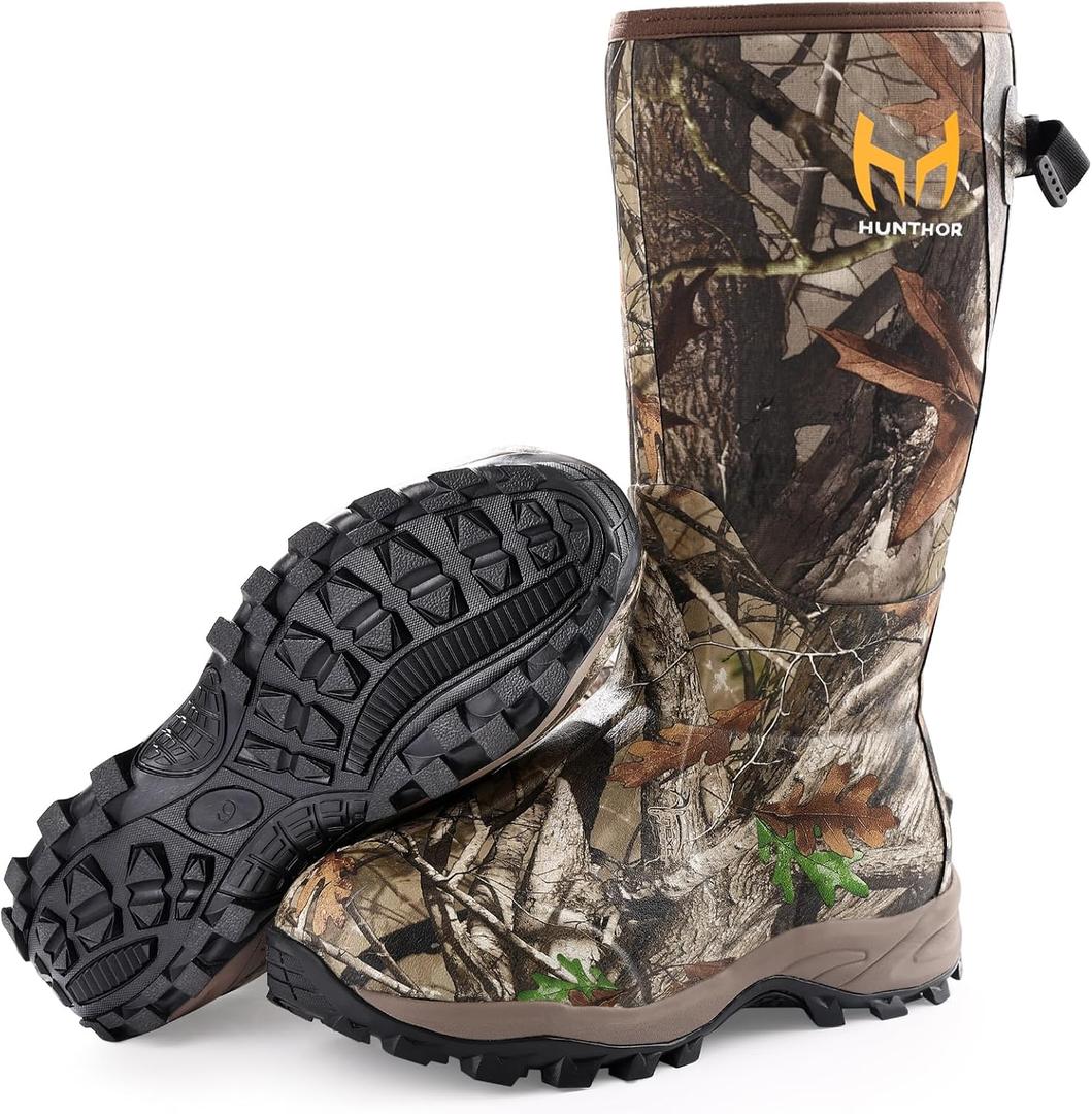 Hunting Boots for Men, Waterproof Insulated 6mm Neoprene Rubber Boots for Hunting and Outdoor Activities (Camo) Size: 11