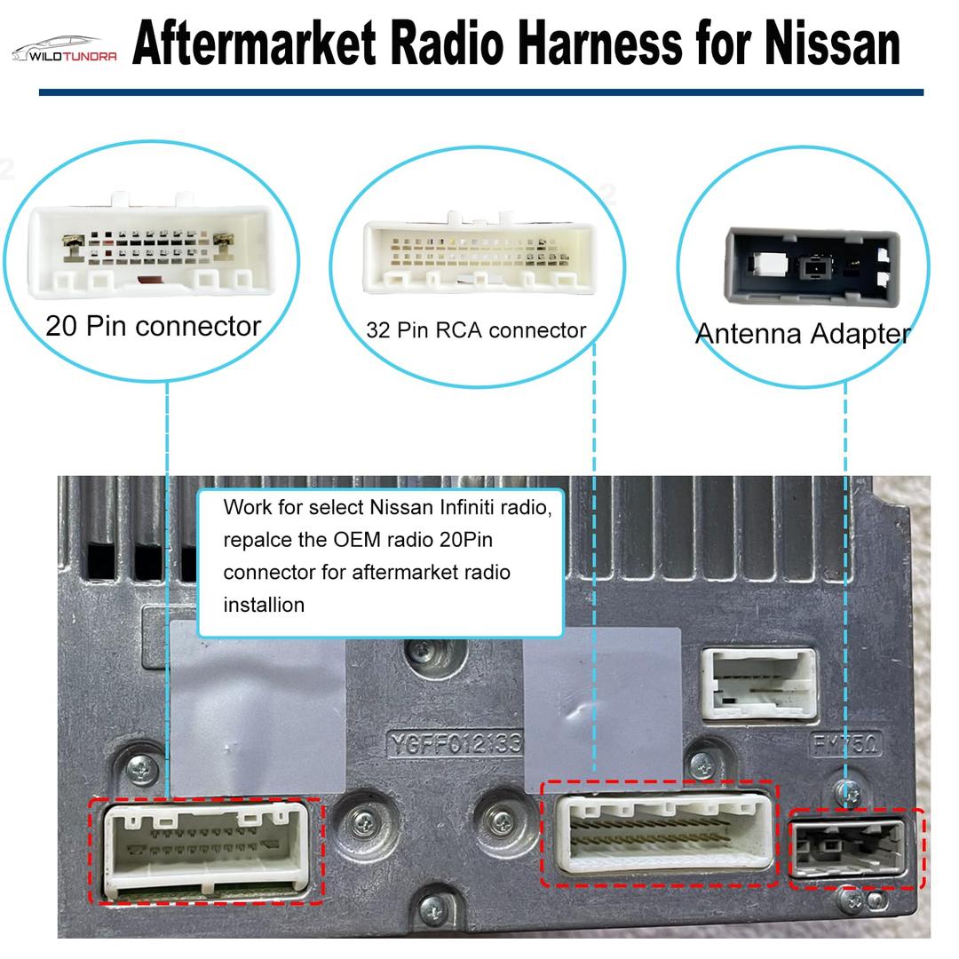 16Pin ISO Aftermarket Radio Harness Adapter for Nissan 2010-2017 with Radio Antenna Adapter, 16Pin Android Car Stereo Wiring Harness with Reverse Cable for Xterra Altima Titan Rogue