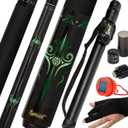 Ignatgames Carbon Fiber Pool Cue Stick 9.5mm Low Deflection Pool Stick Cue Stick Billiard Pool Cue Stick for Home Bars Pool Halls,Gray/Green 20oz