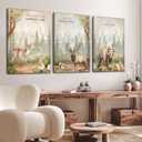 3Pcs Woodland Animal Nursery Wall Art Wild Animals Forest Posters Prints Deer Bear rabbit Christian Canvas Wall Decor for Boys Room Girls Room painting pictures Framed, 16"L x 24"W