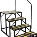 4 Step RV Stairs, Hot Tub Steps, Outdoor Spa Step Ladder with Handrail,Portable Economy 5th Wheel Stair for Travel Trailer, Motor Home, Camper and Porch with Non-Skid Tapes