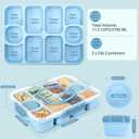 Caperci Original Snackle Box Container - 10-Compartment Divided Snack Serving Tray with Lid & Handle, Built-in 2 Dressing Containers, Leak-Proof, Dishwasher Safe, BPA-Free (Sky Blue)