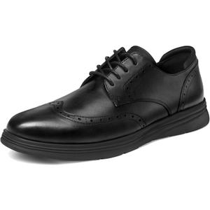 Men's Dress Sneakers Lightweight Casual Business Wingtip Oxford Shoes (8.5 Wide, All Black)