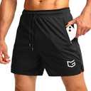 G Gradual Men's Running Shorts with Zipper Pockets Quick Dry Gym Athletic Workout 5" Shorts for Men, Black XL shorts